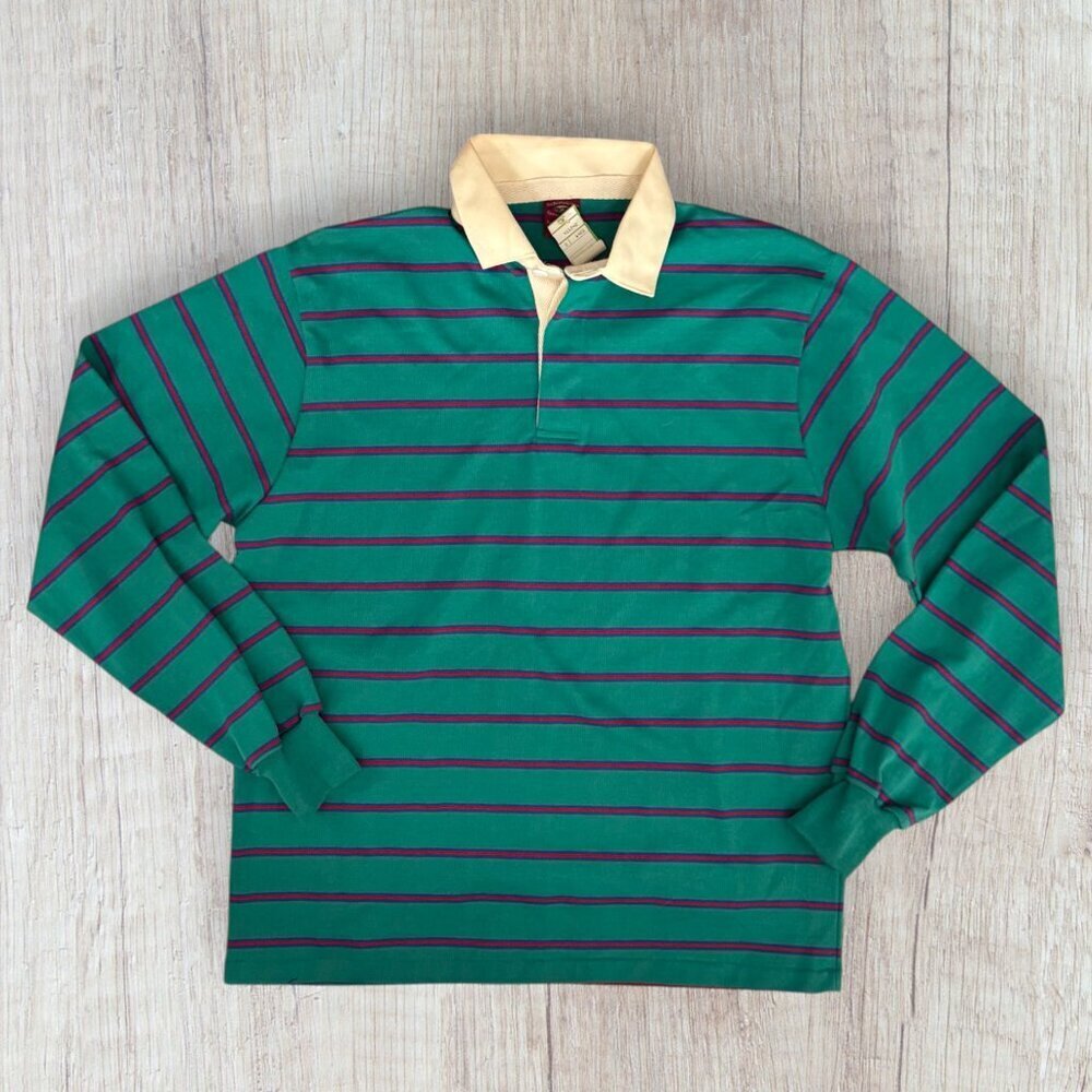 Vintage Munsingwear Northwestern Knitting Rugby Shirt Green Stripe L Deadstock